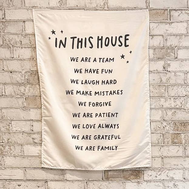 In This House (Black) Wall Banner - Kids Decor