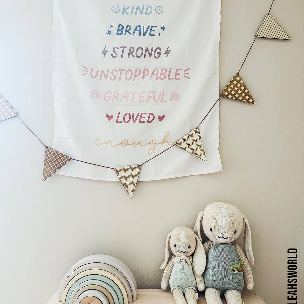 Affirmations Banner (Muted) Rainbow - Kids Wall Hanging